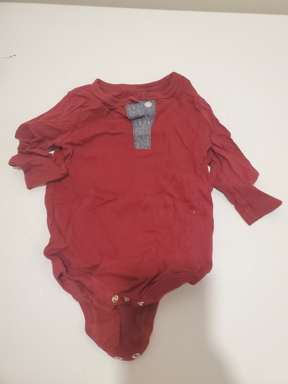 *Free* Joe Fresh 3-6 Months Red Long-Sleeve Baby One-Piece Bodysuit